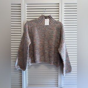 Sweet Generis S/M Cozy Cropped Oversized Multicolor Knit Sweater. PTP 24”, L 20”